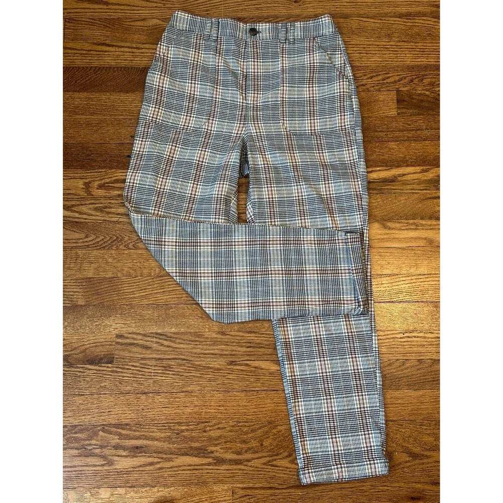 Urban Outfitters Glen Plaid Pants Sz M Cuffed Relaxed Streetstyle Preppy Grunge